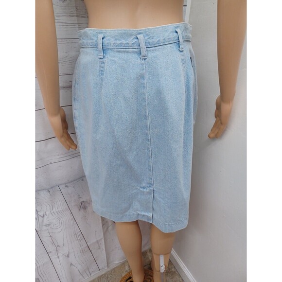 Vintage Dockers Skirt Denim Sz 12 Made in USA Long Light Blue - Picture 3 of 10
